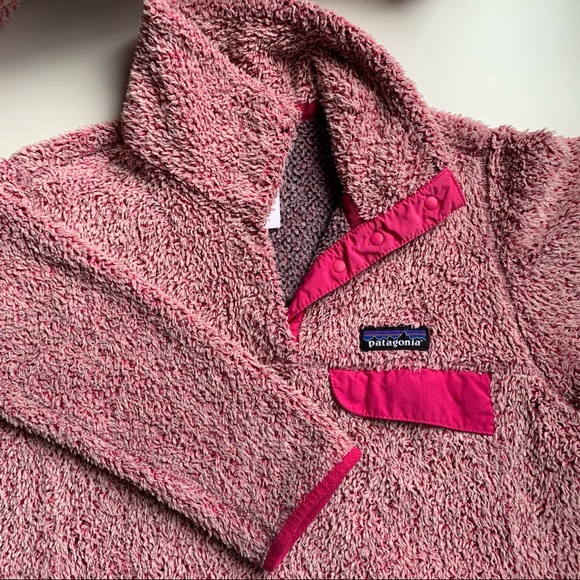 Patagonia Retool Fleece Snap-T Pullover Sweater Pink Rare - Picture 2 of 4